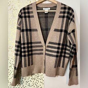 Rachel Zoe Beige and Black Knit Cardigan size M
